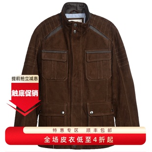 MCS万宝路羊皮真皮皮衣男士秋冬款立领修身中年父亲装休闲外套男