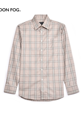 LONDON FOG/伦敦雾春秋款男士休闲纯棉大码格子长袖衬衫LS12WH002