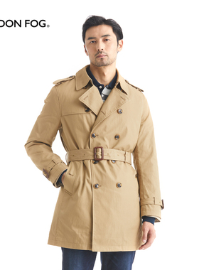 LONDON FOG/伦敦雾男装秋冬翻领派克中款风衣男休闲可脱内胆外套