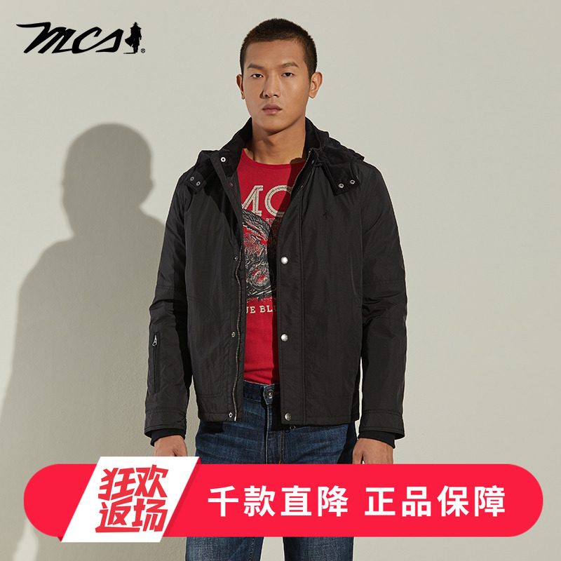 MCS万宝路男装外套可脱卸帽棉服