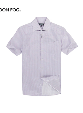 LONDON FOG/伦敦雾男装大码蚕丝棉混纺衬衫商务短袖衬衣LS12WH131