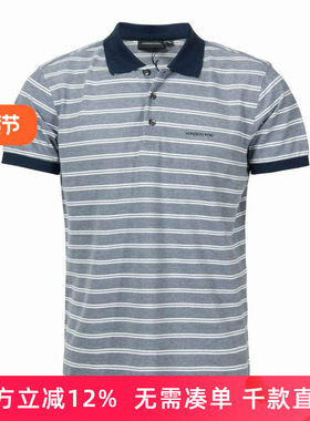 【新品】LONDON FOG/伦敦雾男装夏款棉质条纹短袖T恤LS13KT306