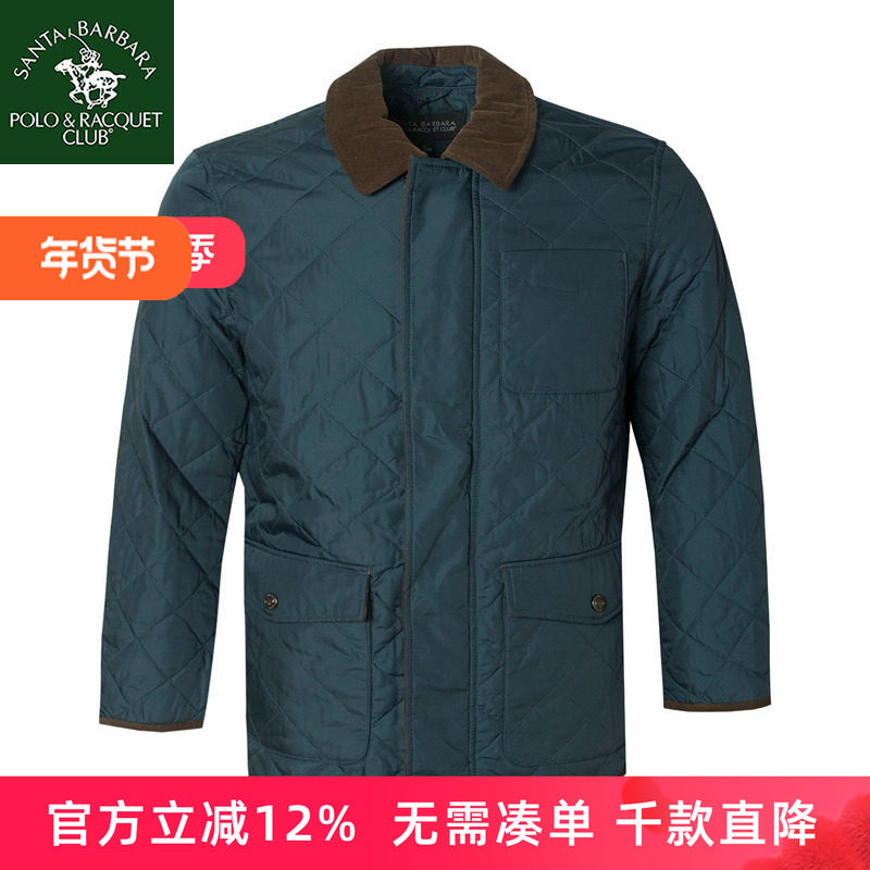 圣大保罗男装中老年外套冬季新款棉袄男父亲棉衣保暖中长POLO棉服
