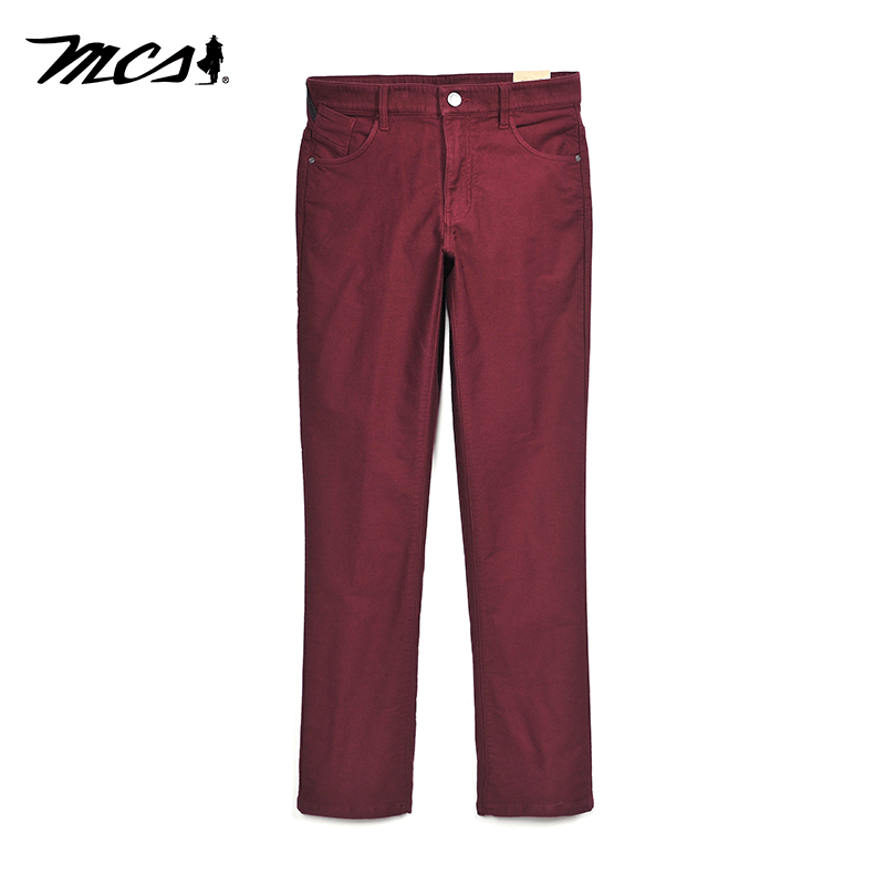 MCS男装休闲裤秋冬修身百搭棉混纺长裤中年爸爸装微弹简约裤子男