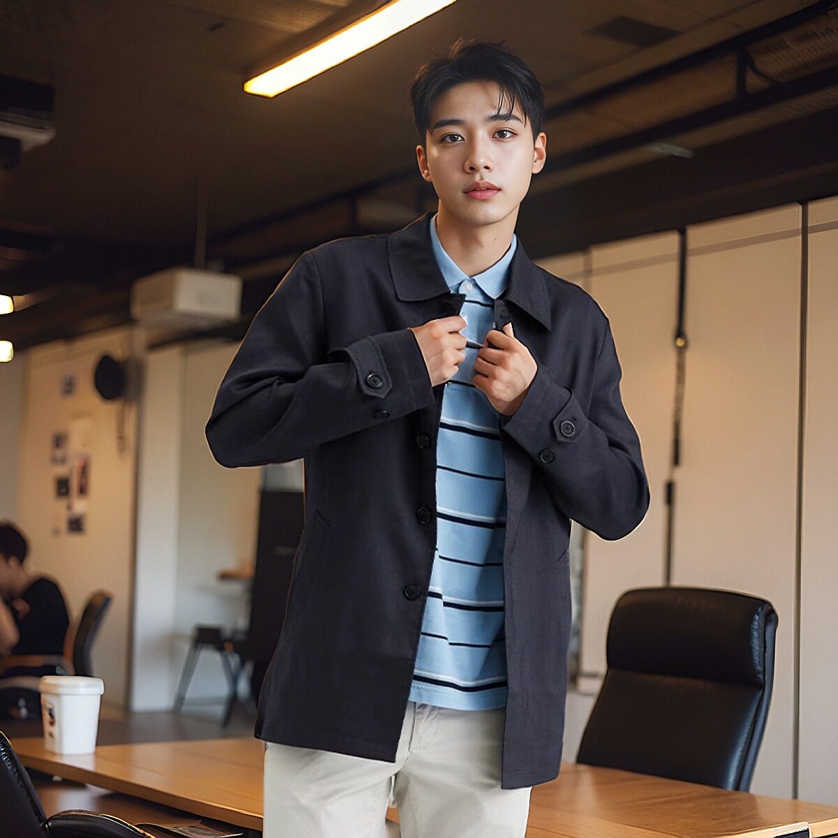 LONDON FOG/伦敦雾男装春季薄款男士短款风衣商务休闲外套修身款