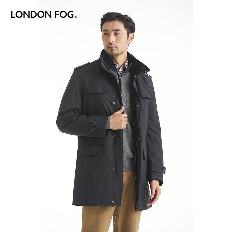 LONDON FOG/伦敦雾男装冬装可脱内胆休闲防风风衣外套中年男派克