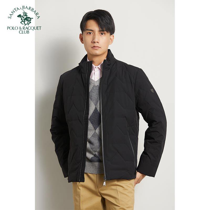 秋冬立领纯色修身厚款男士羽绒服
