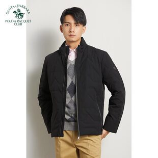 圣大保罗男装秋冬新款旗舰男装中年款立领纯色修身厚款男士羽绒服