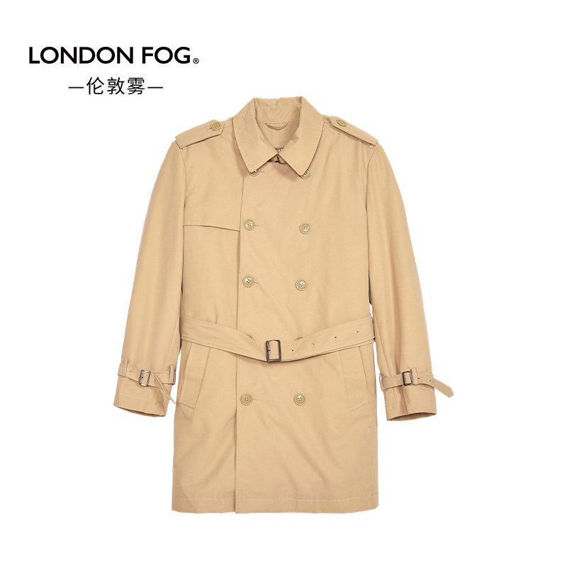 LONDON FOG/伦敦雾英伦风中长可拆内胆风衣男双排扣腰带翻领外套