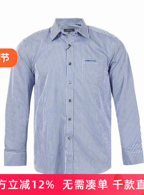 LONDON FOG/伦敦雾男装春夏薄休闲衬衣棉质格子长袖衬衫LS13WH022