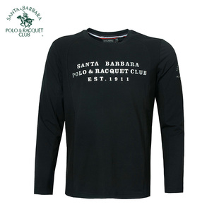 圣大保罗男装弹力棉透气圆领休闲印花衫长袖T恤男百搭秋冬打底衫