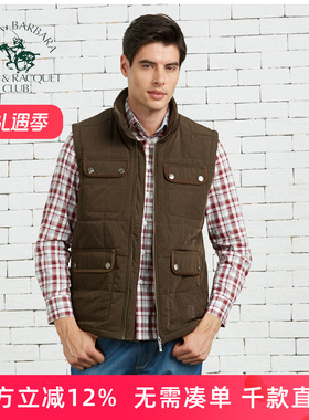 圣大保罗专柜品质秋冬新款梭织马甲多袋马夹背心男大码PW14WV101