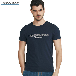 LONDON FOG/伦敦雾男装夏款棉氨纶混纺圆领舒适打底衫休闲短袖T恤