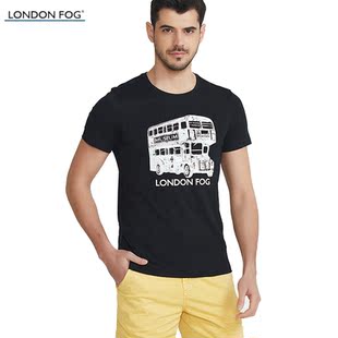 LONDON FOG/伦敦雾男装夏季新款全棉圆领印花打底衫休闲短袖T恤男