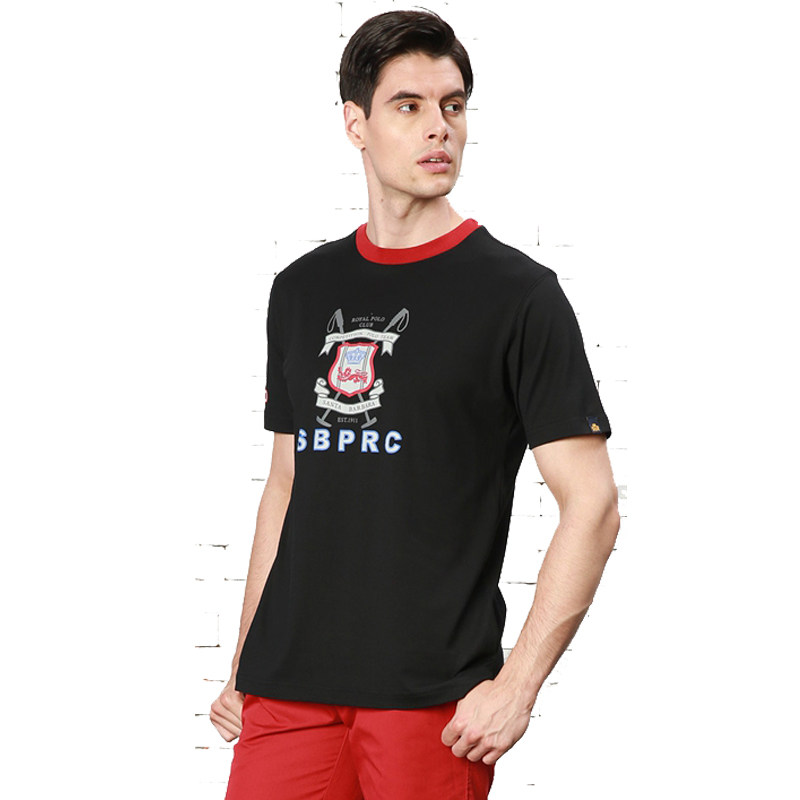 圣大保罗圆领短袖T恤品质男装简约休闲中年上衣棉制印花PS14KT327