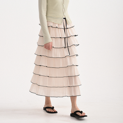 法式奶油千层网纱蛋糕半身裙