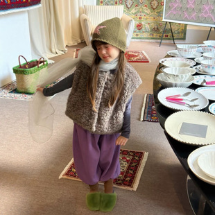 女童冬季韩系套装小香风洋气毛马甲加厚打底衫宽松加绒哈伦萝卜裤