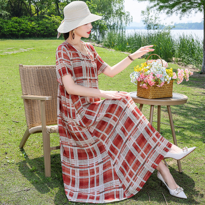 夏季中老年妈妈纯棉绸睡裙女短袖