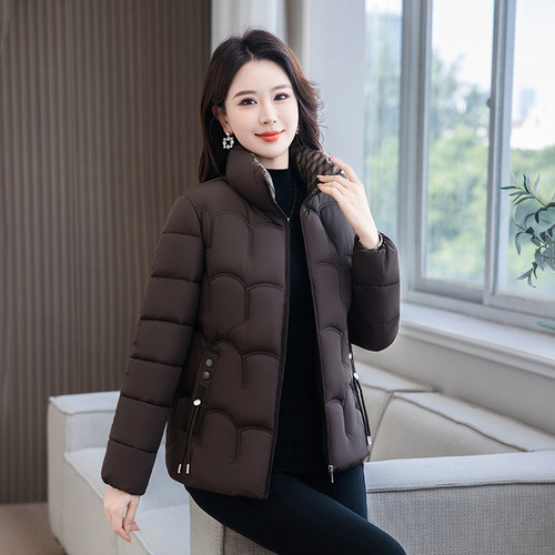中老年妈妈羽绒棉服女短款冬季
