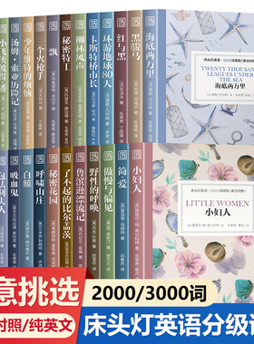 床头灯英语3000词2000词系列任选分级阅读世界名著初高中必读课外书籍中英文对照小妇人秘密花园傲慢与偏见原版词汇语法教材辅英汉
