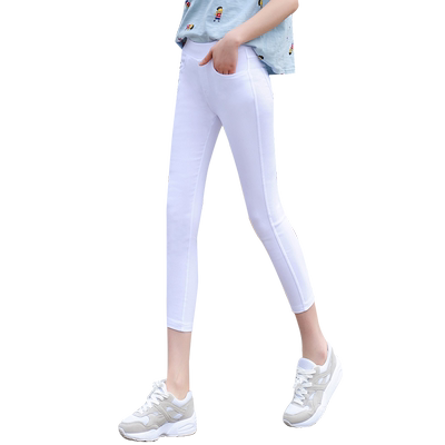 薄款夏季白色高腰小个子打底裤
