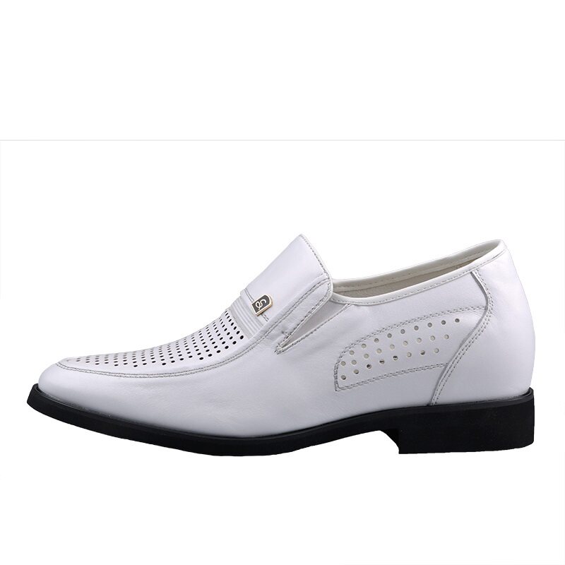 夏季增高鞋男士内增高凉皮鞋透气真皮商务休闲镂空男鞋英伦7cm