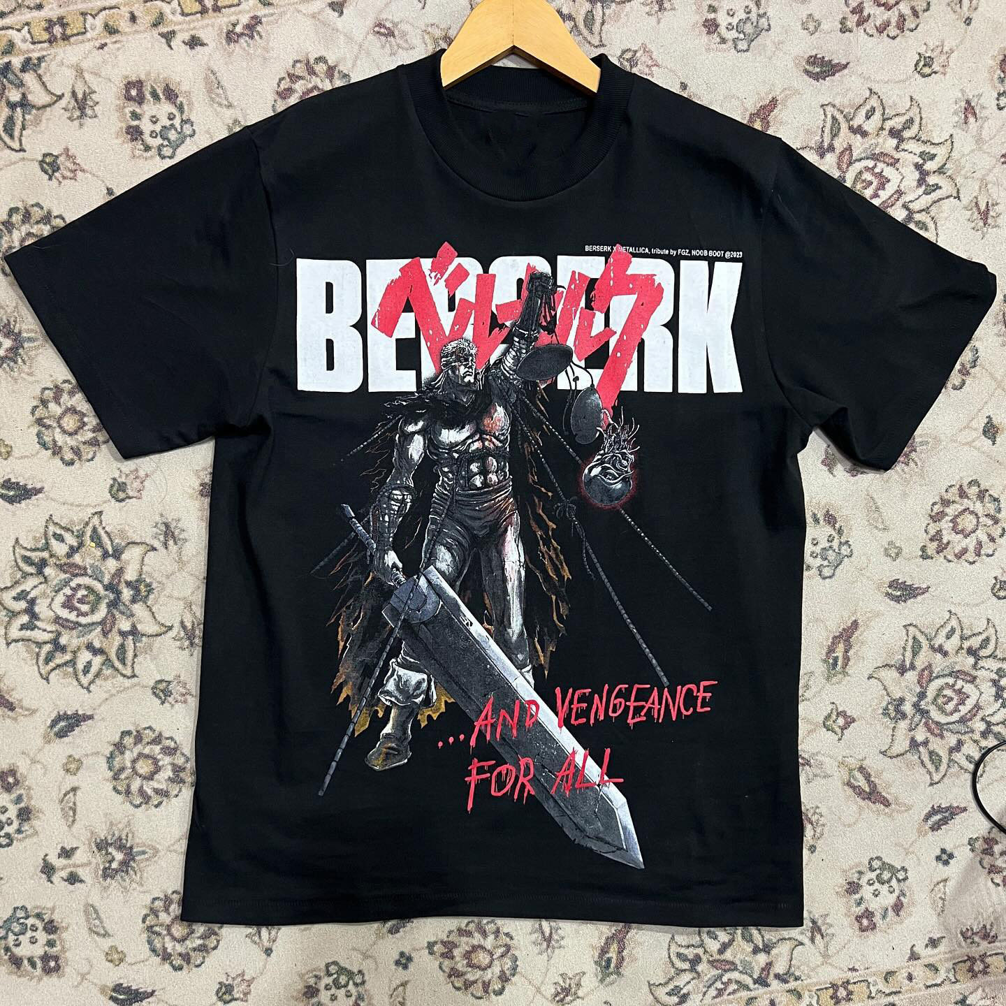 고도로 복원되었습니다  순수한 미국 헤비급  BERSERK BLACK TSHIRT 브랜드 WARRIOR DAY MAN 짧은 티셔츠