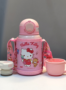 清仓凯蒂猫儿童保温杯食品级不锈钢幼儿园吸管杯学生水壶两用水杯