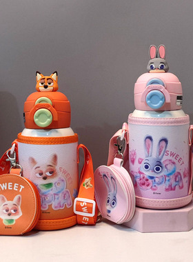 史迪奇儿童双饮保温杯学生直饮水壶宝宝吸管杯幼儿园两用不锈钢杯