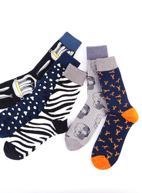 5双欧美街头个性长筒男袜百搭冬季长袜潮ins中筒原宿男士潮流袜子