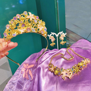 上海现货长发公主乐佩女孩大人合金发箍皇冠项链耳夹套装