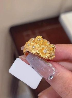 繁花戒指仿真中式精致百搭