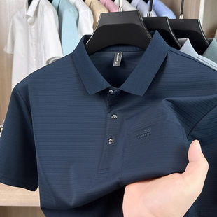 2026新款翻领POLO衫男短袖宽松商务休闲条纹口袋半袖T恤夏季薄款