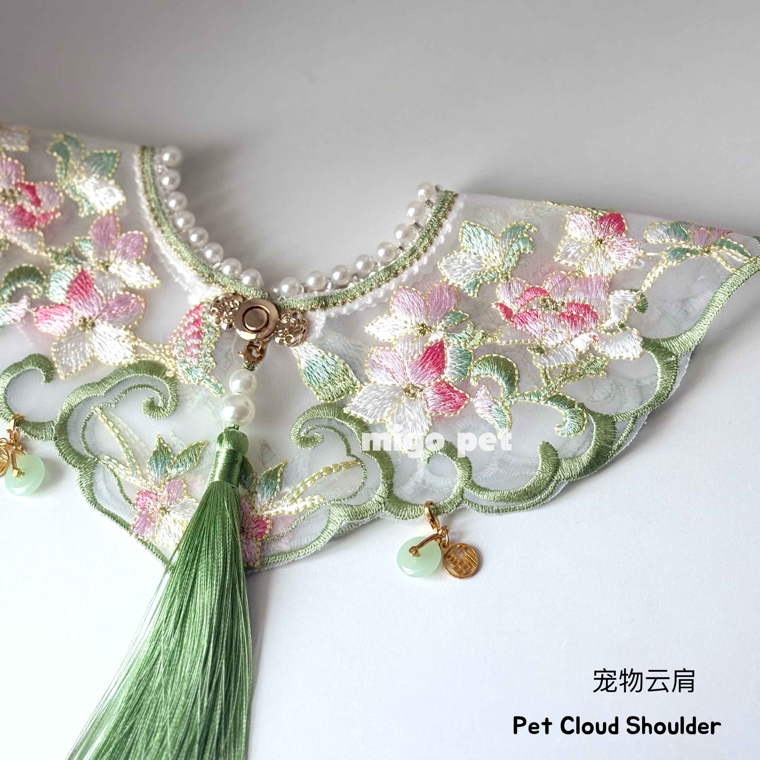 猫咪项圈小猫口水巾手工刺绣猫咪领结子披肩云肩布偶装扮生日装饰