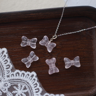 拾壹纪「粉色少女心」原创可爱天然粉晶蝴蝶结925纯银项链锁骨链