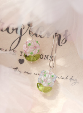 春天的紫阳花925纯银项链