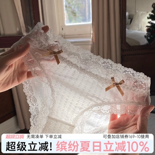 女2025新款 女生蕾丝性感纯欲短裤 内裤 三角裤 女士蚕丝裆 夏季 薄款