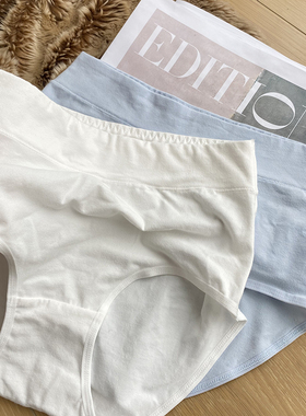 女士内裤纯棉女三角裤大码女生高腰裤透气收腹裤头白色提臀女裤
