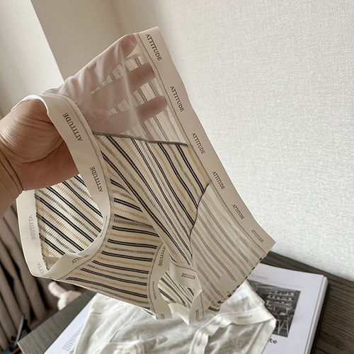蓝色半岛镂空条纹纯欲少女内裤