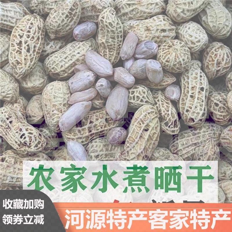 水煮花生晒干原味日晒河源忠信咸干白晒咸味农家新白肉花生中连平