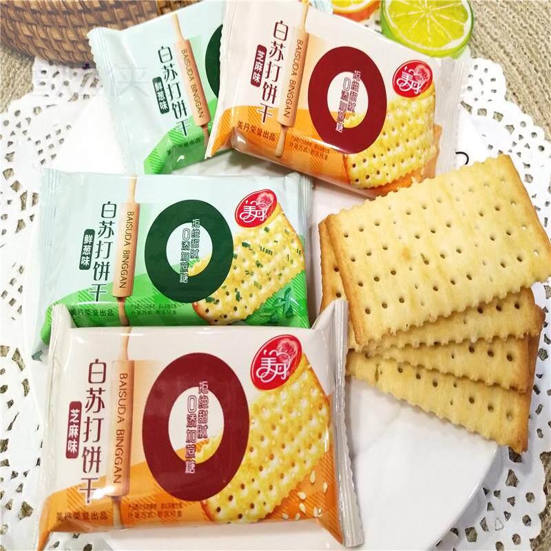 美丹苏打饼干官方旗舰店白鲜葱味芝麻味0添加蔗糖薄脆零食食品散
