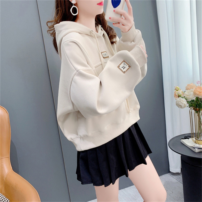 连帽卫衣女春秋薄款2025新款时尚洋气宽松慵懒短款小个子外套上衣