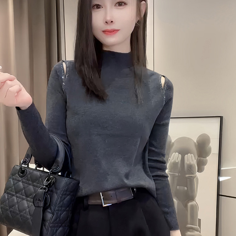 半高领打底衫女秋冬2025新款高级设计感小个子毛衣针织衫内搭上衣