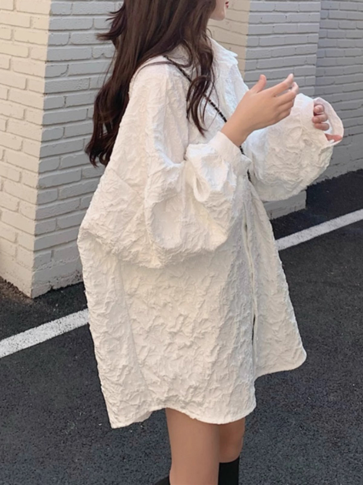 白衬衫女式长袖2025春秋季新款宽松大码慵懒风格设计衬衫夹克上衣