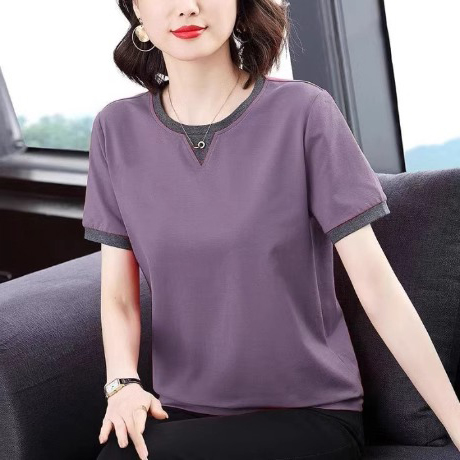 纯棉短袖t恤女士夏季薄款2025新款宽松大码显瘦正肩半袖体恤上衣