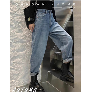 显瘦小个子萝卜老爹裤 高腰宽松大码 子 女春秋2025年新款 哈伦牛仔裤