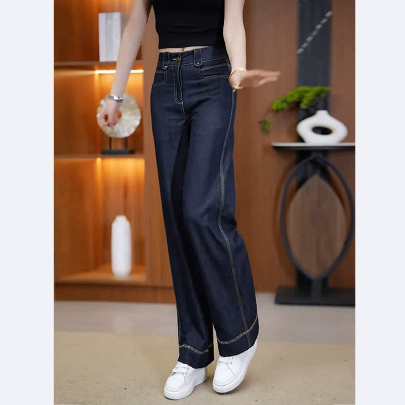 天丝直筒牛仔裤女夏季薄款2026新款高腰显瘦小个子冰丝九分阔腿裤
