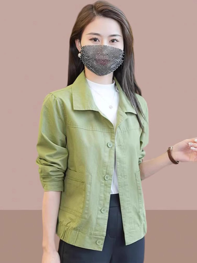 工装外套女春秋薄款2025新款宽松大码小个子短款休闲夹克开衫上衣