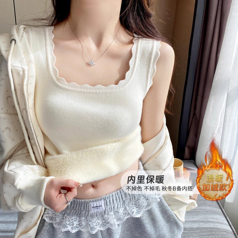 白色吊带背心女秋冬加厚2025新款修身高级感针织打底保暖内搭上衣