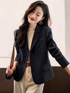 黑色西装外套女春秋季2025新款气质名媛高级感小个子短款西服上衣